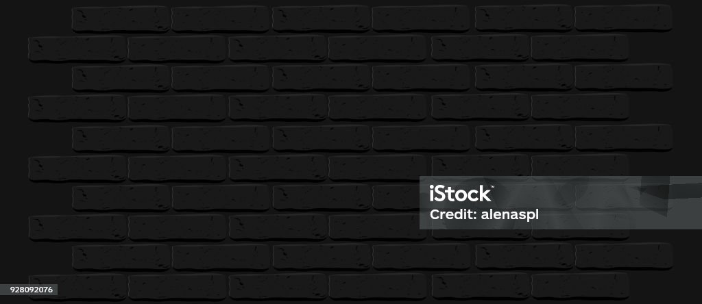 Black brick wall texture. Cracked empty background. Grunge dark wallpaper. Vintage stonewall. Room design interior. Basic illustration for banners. Isolated rough clean rocks. Backdrop for decoration Brick Wall stock vector