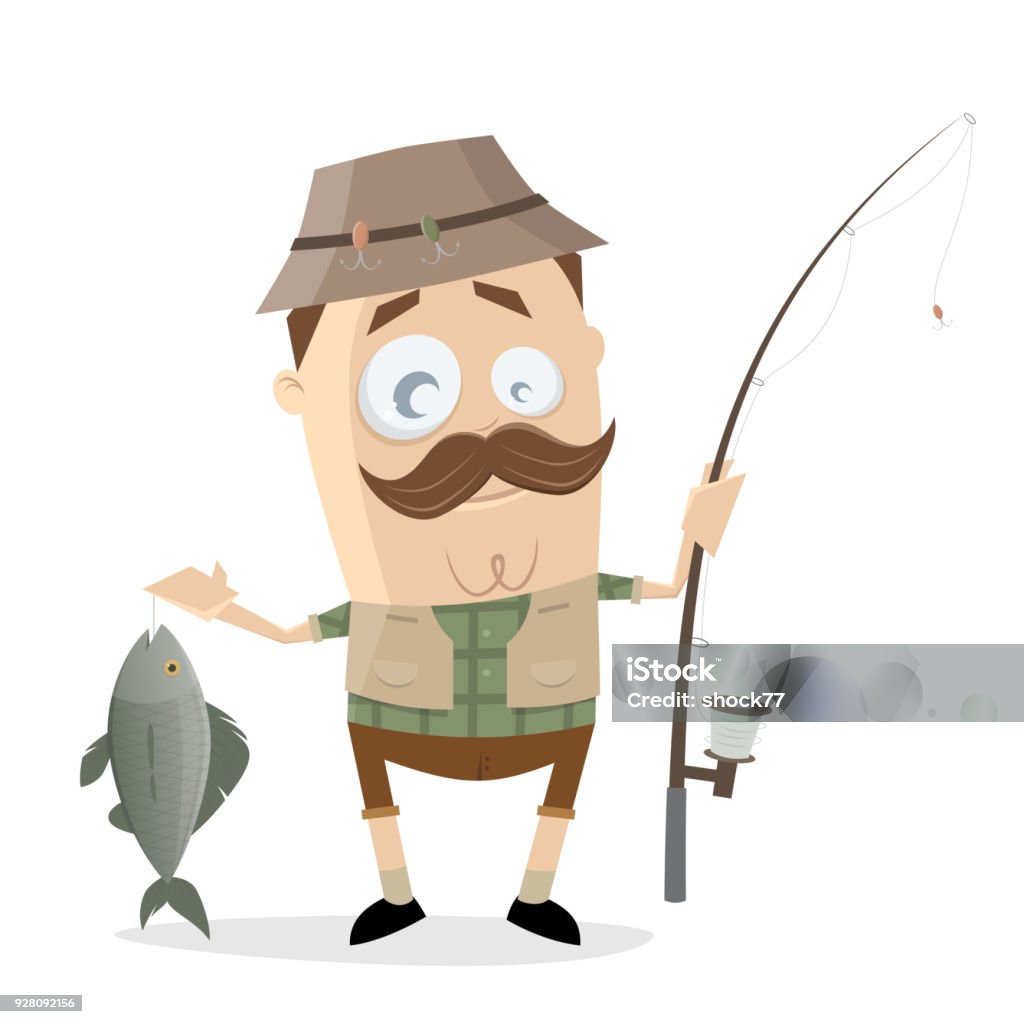 Hài Hước Phim Hoạt Hình Câu Cá Với Cá Và Cần Câu Hình minh họa Sẵn ...