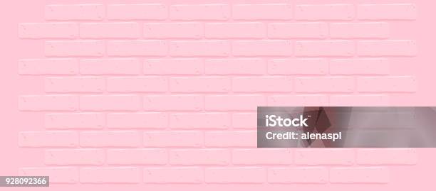 Pink Brick Wall Texturecracked Empty Background Grunge Sweet Wallpaper Vintage Stonewall Stock Illustration - Download Image Now