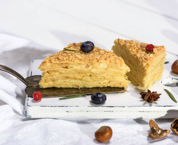 istock two baked cakes Napoleon with cream 928092736