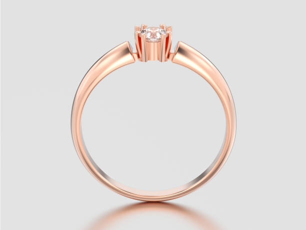 istock 3D illustration rose gold engagement solitaire double prong basket diamond ring 928099404