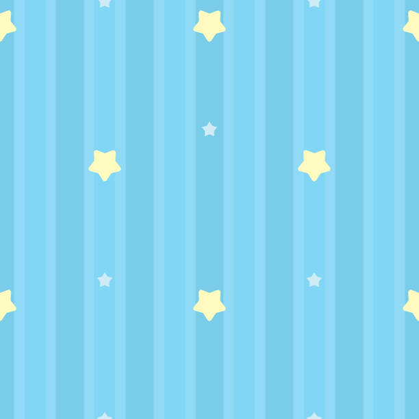 ilustraciones, imágenes clip art, dibujos animados e iconos de stock de simétrica y perfecta azul rayas con estrellas amarillas y blancas. fondo de envoltura de regalo, dormitorio de niños, fondos de pantalla de bebé vivero, scrapbook, papel de embalaje. ilustración de vector. - wallpaper pattern seamless pattern scrapbook