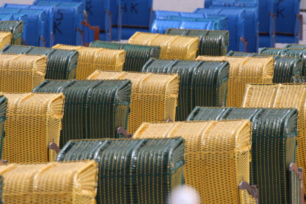 Full Frame Shot Of Hooded Beach Chairs