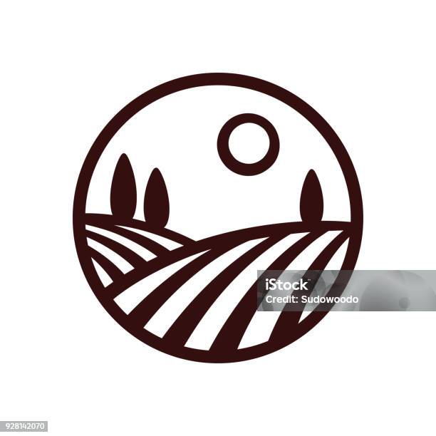 Icona Del Paesaggio Dei Vigneti - Immagini vettoriali stock e altre immagini di Logo - Logo, Icona, Fattoria