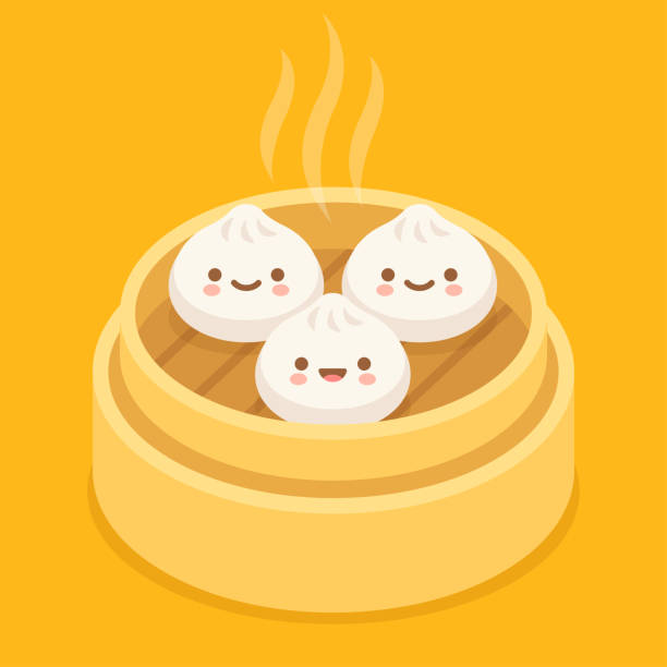 симпатичный мультфильм dim сумма - dim sum stock illustrations