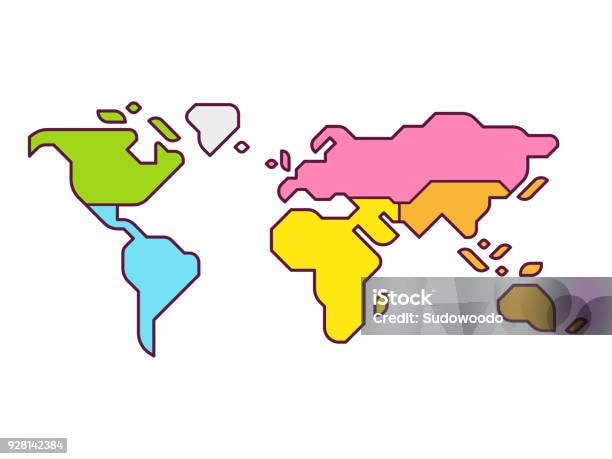 World Map Continents Stock Illustration - Download Image Now - World Map, Icon Symbol, Map