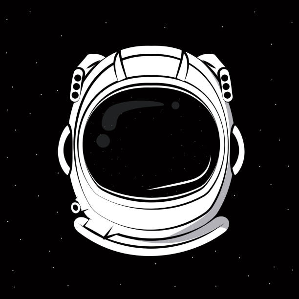 Astronaut helmet print for tshirt Astronaut helmet over black background vector clothing design astronaut patterns stock illustrations