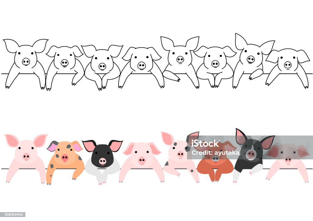 little pigs border set little pigs border set. Pig stock vector