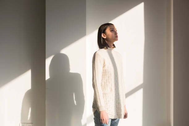 shadow of young woman,portrait.