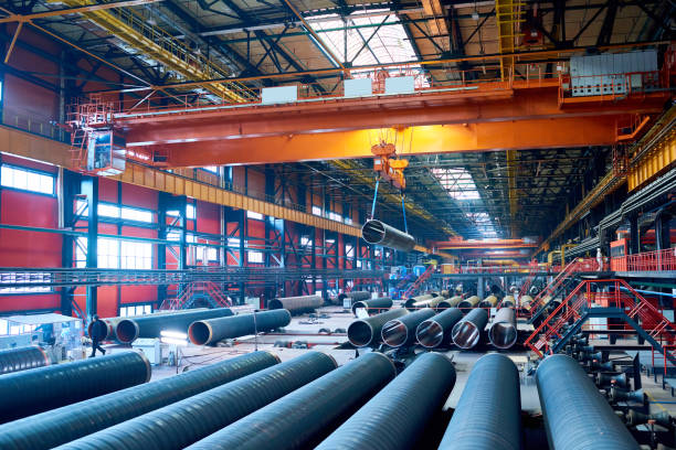 istock Contemporary tube rolling plant with overhead crane 928170634
