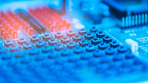 istock Abstract background of selective focused of electronic part on the electronic circuit board, Education and industrial concept use. 928170674