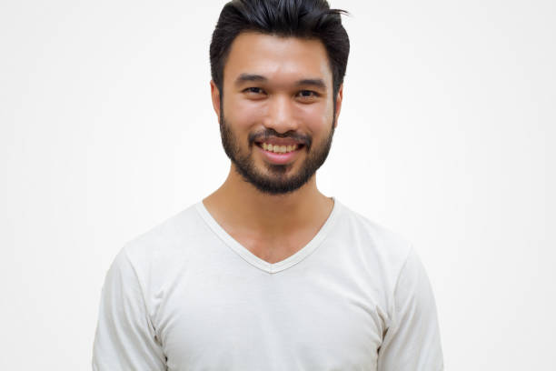 istock Asian handsome man with a mustache, smiling and laughing isolated on white background 928173348