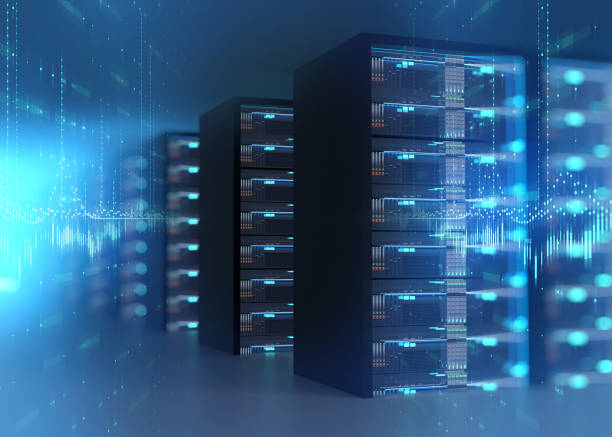 istock Corridor of  server room with server racks in datacenter. 3d illustration 928176044