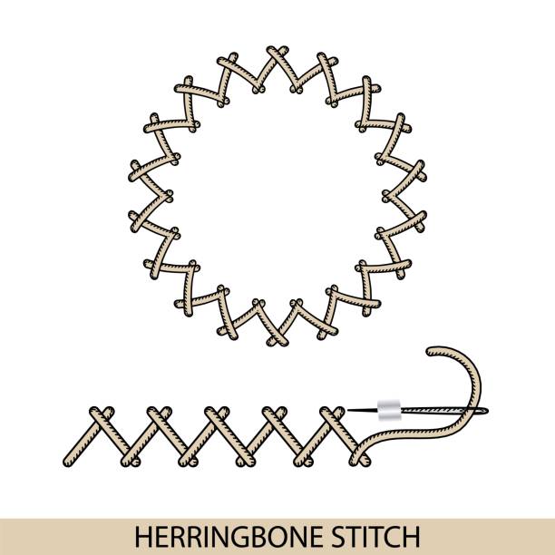 ステッチはヘリンボーン スティッチ型ベクトルです。スレッド手刺繍と縫製ステッチのコレクション。例のステッチのベクトル illsutration。 - cross stich点のイラスト素材／クリップアート素材／マンガ素材／アイコン素材