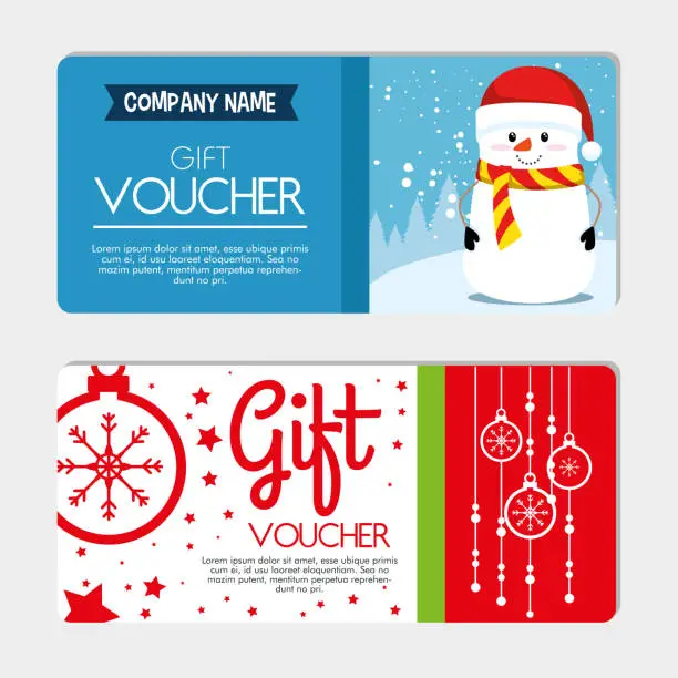 Vector illustration of christmas gift voucher gift card