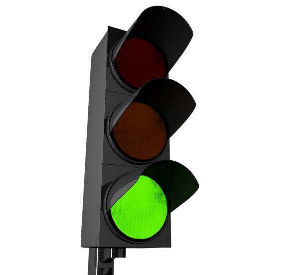 istock 3d Traffic light with green color. 928185400