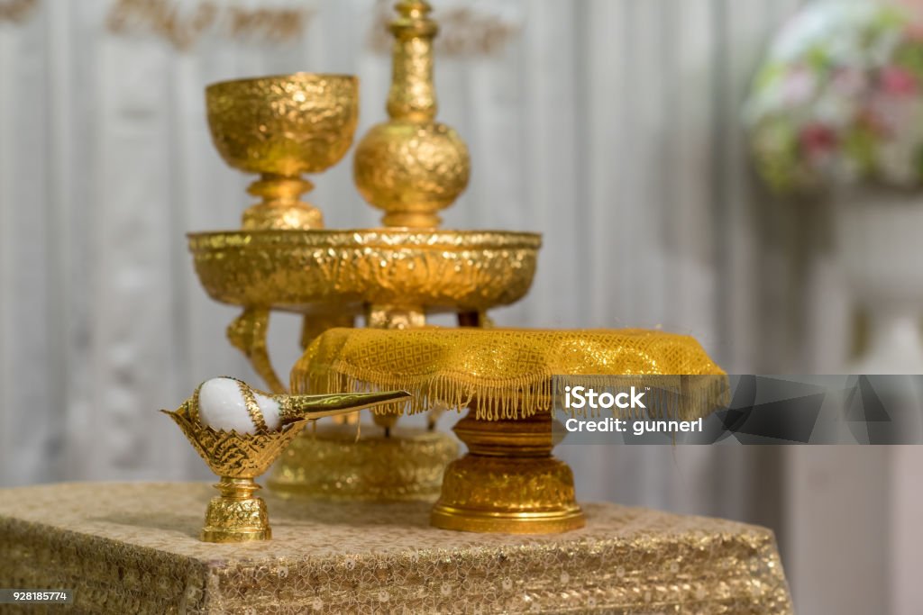 Thai wedding object for Shell Ceremony or Traditional water pouring Thai tradition wedding object. Watering relaunch Wedding Ceremony in Thailand Adult Stock Photo