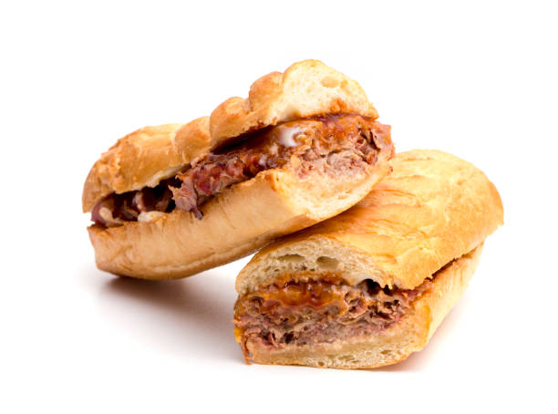istock Long BBQ Brisket Sandwich on a White Background 928188648