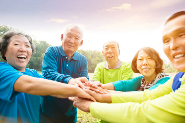 istock happy Senior Group Friends Exercise and   having fun 928188764