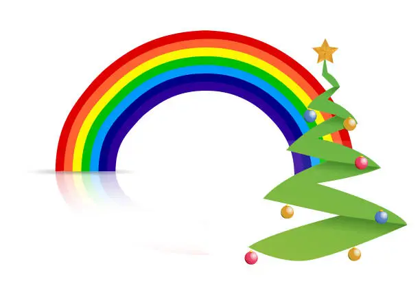 Vector illustration of rainbow tree illustration design over a white background