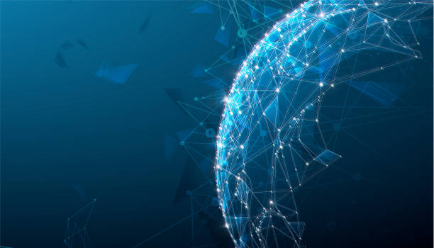 Low polygonal design, futuristic space or data and technology concept, 3d vector illustration. Low polygonal design, futuristic space or data and technology concept, 3d vector illustration with virtual reality effect, abstract tech background. colonies map stock illustrations
