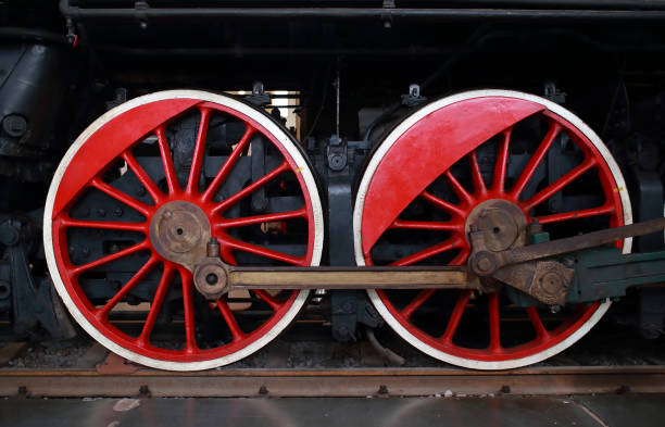istock Big Wheels of vintage steam train 928197180
