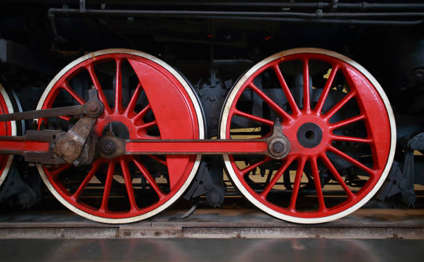 istock Big Wheels of vintage steam train 928197764