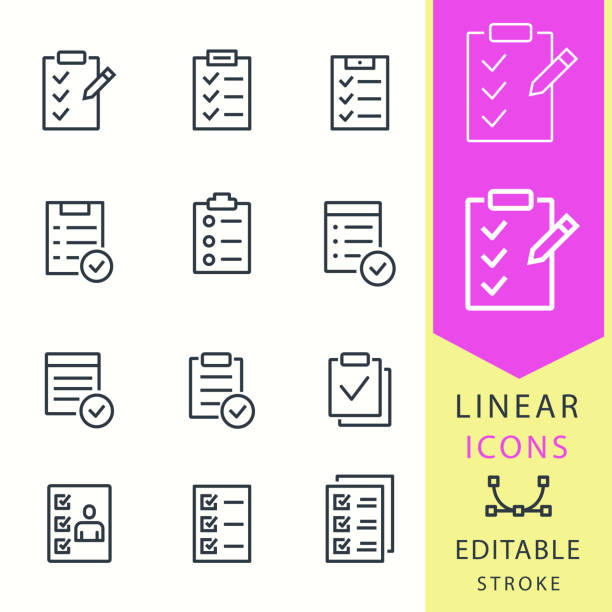 Ð¨ÐÐÐÐÐ ÐÐÐ¯ ÐÐÐÐÐ  Ð­ÐÐÐ¢Ð­ÐÐÐ Ð¡Ð¢Ð ÐÐ Checklist vector icons set. Black illustration isolated for graphic and web design. Editable stroke. chores stock illustrations