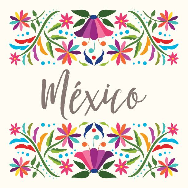 tradycyjna kompozycja meksykańska - kopiuj przestrzeń - mexican culture stock illustrations