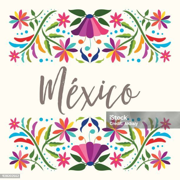 Traditional Mexican Composition Copy Space Stock Illustration - Download Image Now - Mexico, Mexican Culture, Flower
