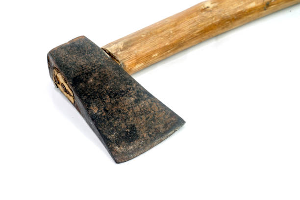 istock Old ax with wooden handle isolated on white background 928205736
