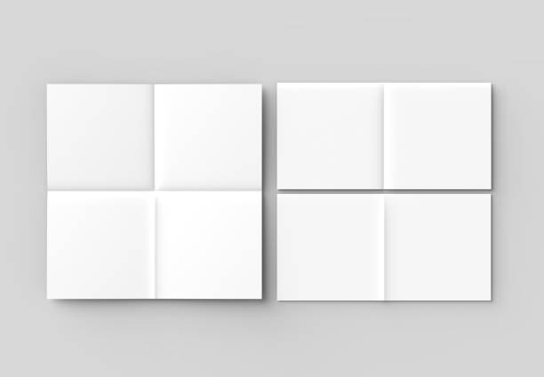 istock 8 page leaflet - French fold square brochure mock up isolated on soft gray background. 3D illustrating. 928213554