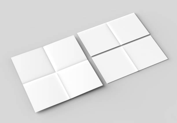 istock 8 page leaflet - French fold square brochure mock up isolated on soft gray background. 3D illustrating. 928213764