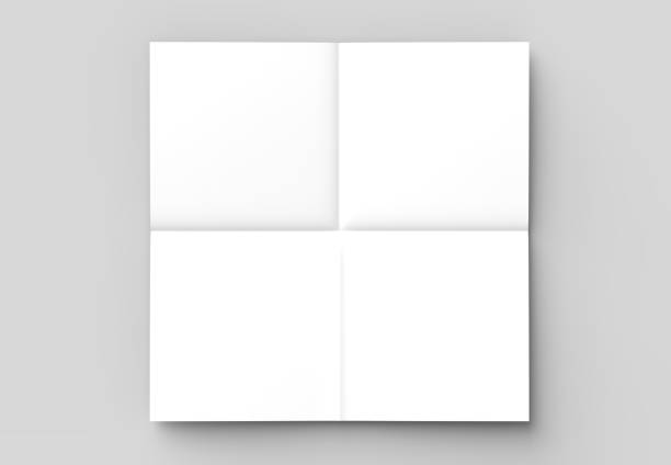 istock 8 page leaflet - French fold square brochure mock up isolated on soft gray background. 3D illustrating. 928213858