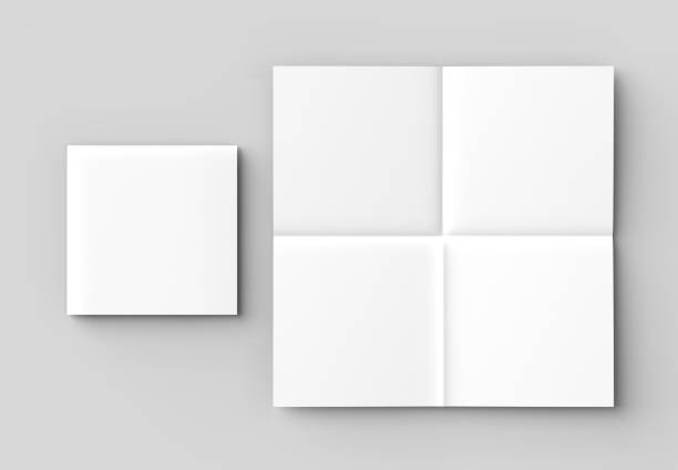 istock 8 page leaflet - French fold square brochure mock up isolated on soft gray background. 3D illustrating. 928213974