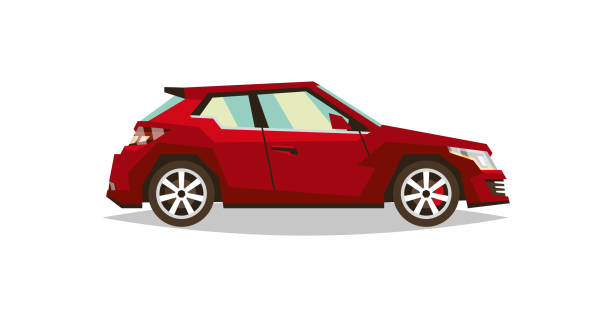 ilustraciones, imágenes clip art, dibujos animados e iconos de stock de roadster coches rojos. vista lateral. transporte para viajar. motor de gas. llantas de aleación. ilustración de vector. estilo plano - roadster