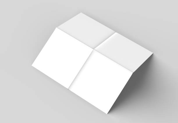 istock 8 page leaflet - French fold square brochure mock up isolated on soft gray background. 3D illustrating. 928214366