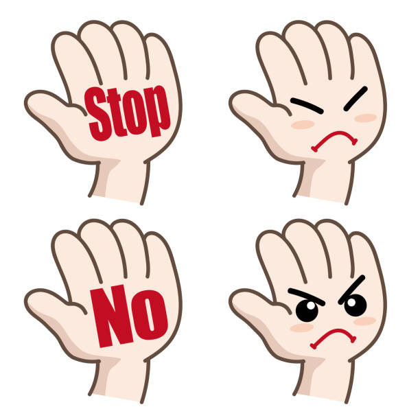 hand pictogram set "stop" or "No" Vector material of icon set stop narcotics stock illustrations