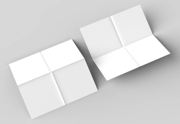 istock 8 page leaflet - French fold square brochure mock up isolated on soft gray background. 3D illustrating. 928217526