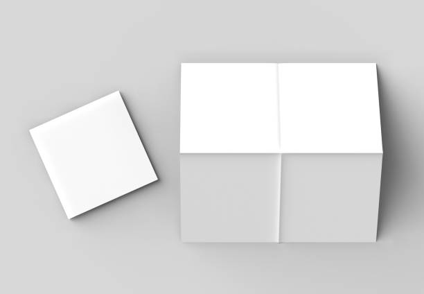 istock 8 page leaflet - French fold square brochure mock up isolated on soft gray background. 3D illustrating. 928218112
