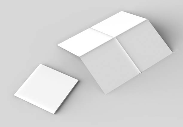 istock 8 page leaflet - French fold square brochure mock up isolated on soft gray background. 3D illustrating. 928218210