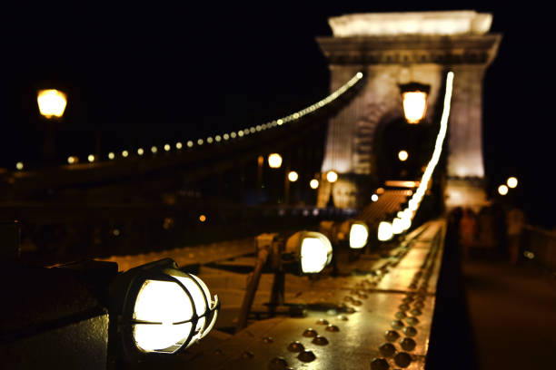 Chain bridge in bw Budapest city Hungary.Image made in a foggy day early morning with a Nikon D610 and 20-30mm Nikkor lens f/stop 2.8