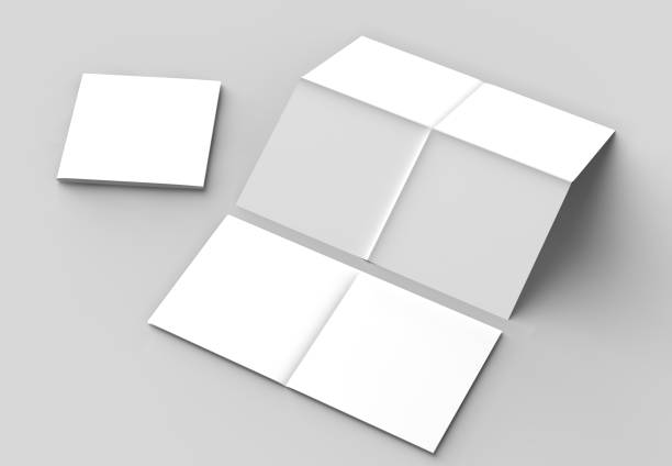 istock 8 page leaflet - French fold square brochure mock up isolated on soft gray background. 3D illustrating. 928218902