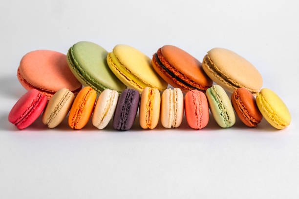 istock Colorful macaroons isolated on white background 928218940