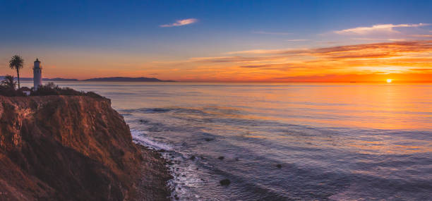 istock Beautiful Point Vicente Lighthouse at Sunset Panorama 928219186