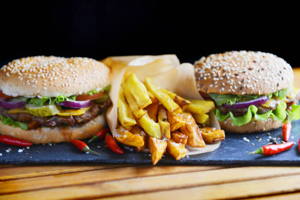 istock hamburger with fries 928221958