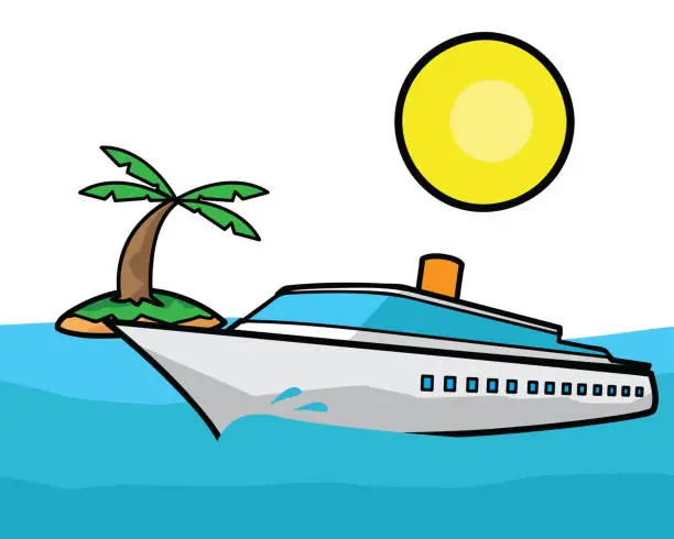 Vector illustration of luxury ship cartoon illustration , cartoon design style
