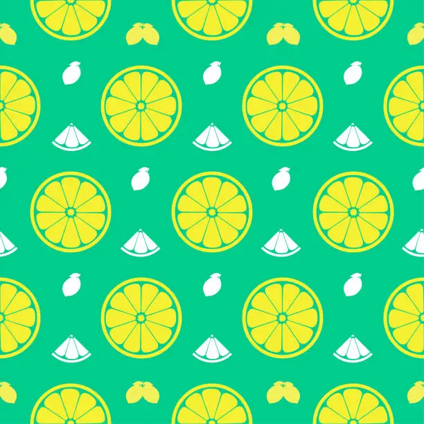 Vector illustration of Fresh lemon, orange fruits seamless pattern background vector format