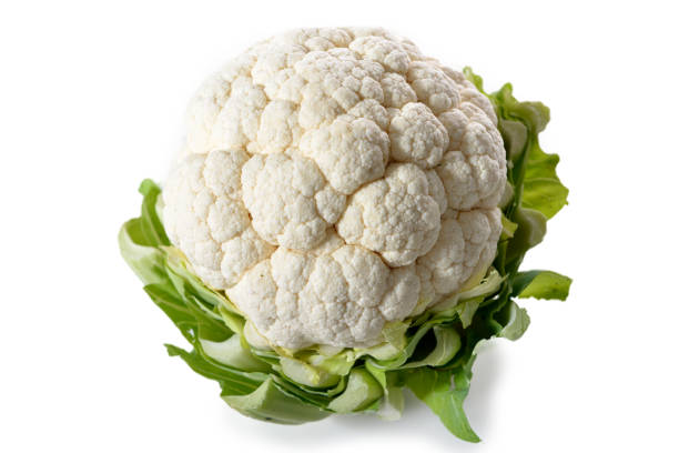 カリフラワー白い背景に - cauliflower vegetable white isolated ストックフォトと画像