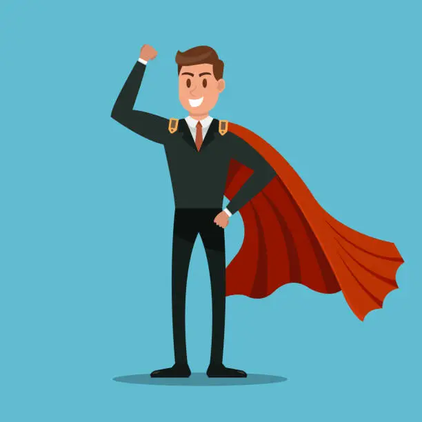 Vector illustration of Super Businessman, Success businessman, superhero, success concept.